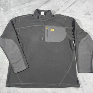 North Face Pullover Mens XL Black Gray Polartec Classic Fleece Hiking Jacket